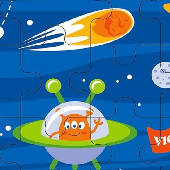 VIGA 24 Pcs Flat Wooden Puzzle w/Tray -Space Travel New Sealed For Age 2+ - Picture 7 of 15